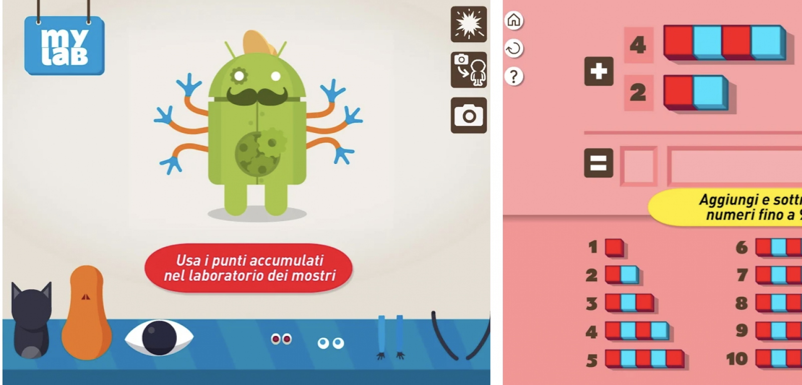 immagini della app Montessori Monster Maths Lab