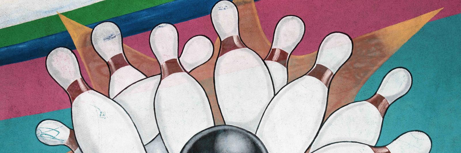 Murales con il gioco del bowling